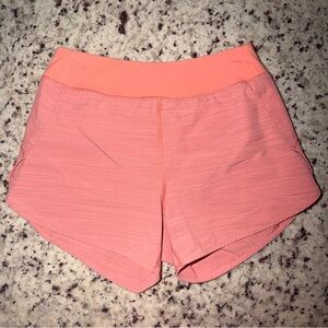 Athleta Girl Size Large 12 Run The World 3” Shorts Coral Pink EUC Yoga Lined